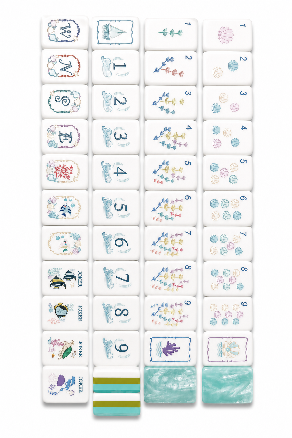 Ocean Coral & Fish American Mahjong Set | Tropical Sea-Inspired Tile Game
