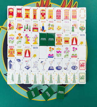 Green New York Empire State American Mahjong Set | NYC Skyline Tile Game