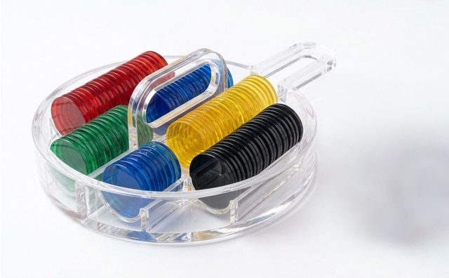 Acrylic American Mahjong Betting Chip Tray with Color Chips — American Mahjong accessory pack shot