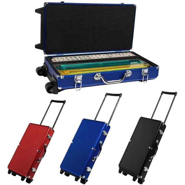 Rolling Aluminum Mahjong Travel Case — Wheeled Hard Case — American Mahjong accessory pack shot