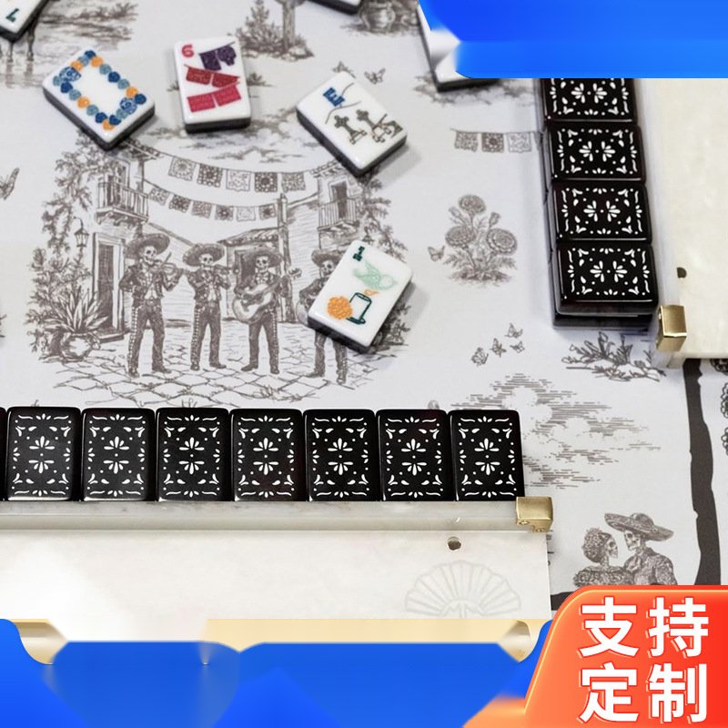 Black Dia De Los Muertos American Mahjong Set — American Mahjong tile set pack shot