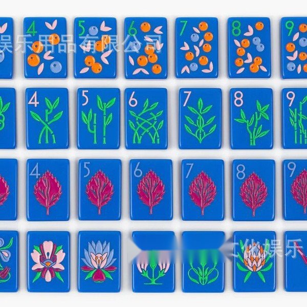 Blue Floral Line American Mahjong Set — American Mahjong tile set pack shot