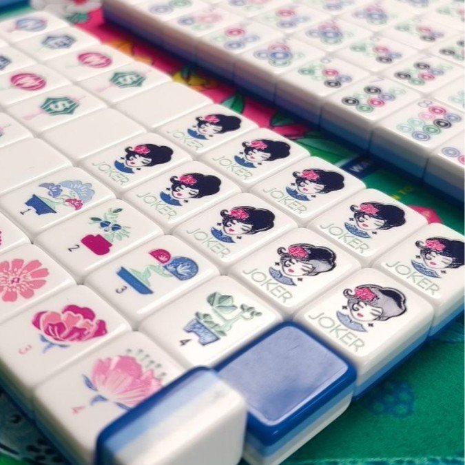 Blue Woman American Mahjong Set — American Mahjong tile set pack shot