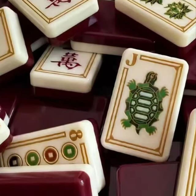 Burgundy Crane American Mahjong Set — American Mahjong tile set pack shot