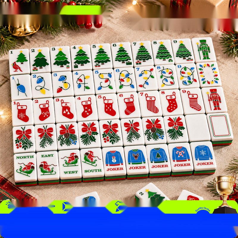Christmas Sweater & Lights American Mahjong Set — 5-Layer Acrylic — American Mahjong tile set pack shot