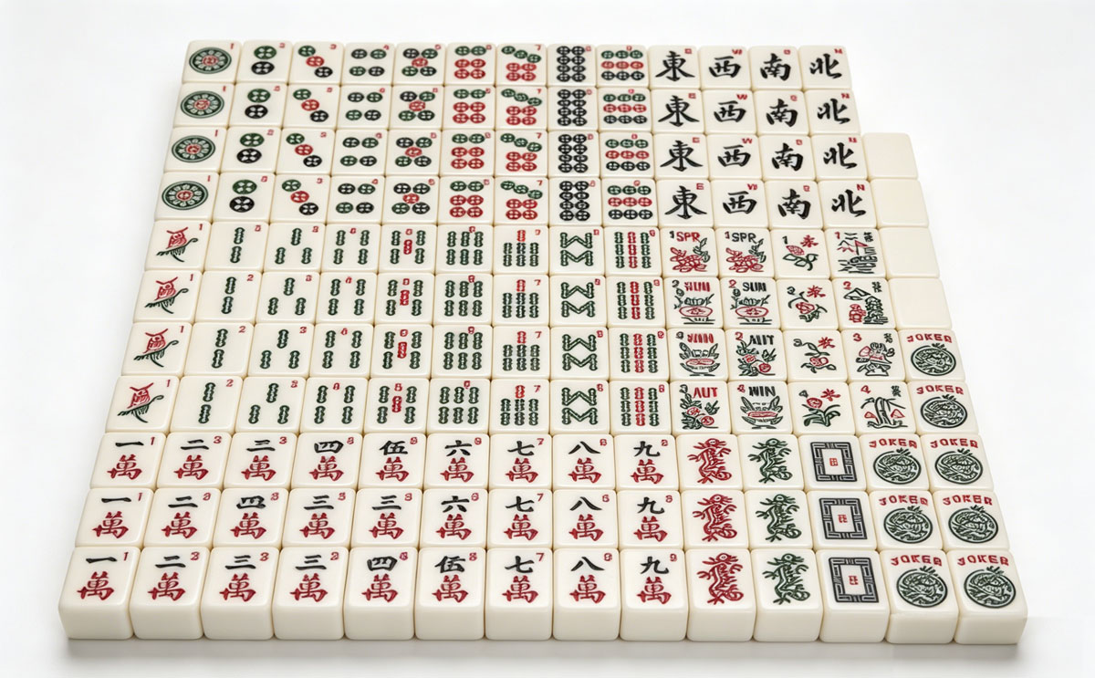 Classic Ivory Indexed American Mahjong Set — Traditional Suit Faces — pack shot 1 of 2