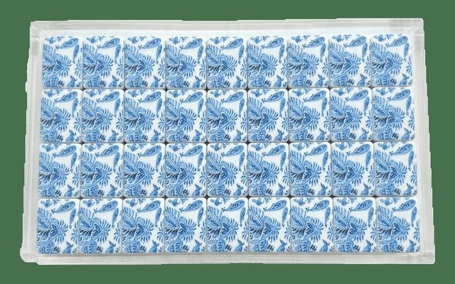 Cobalt Blockprint Back American Mahjong Set — Blue Floral Tile Backs — American Mahjong tile set pack shot