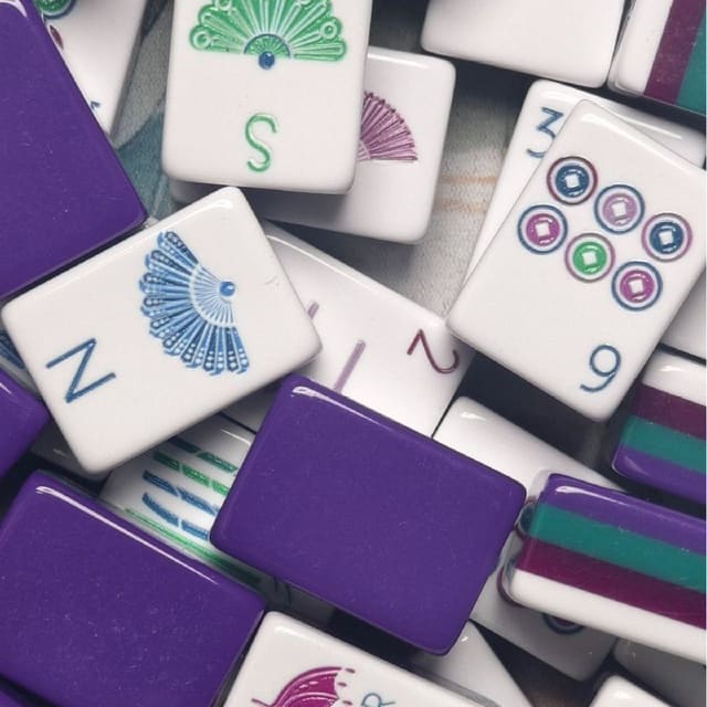 Dark-Purple Umbrella Monkey American Mahjong Set — American Mahjong tile set pack shot