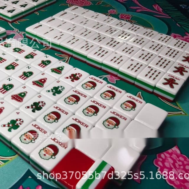 Deep Red Christmas Acrylic American Mahjong Set — American Mahjong tile set pack shot