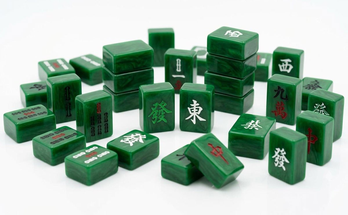 Emerald Marble Jade American Mahjong Set — Deep Green Acrylic Tiles — pack shot 1 of 3