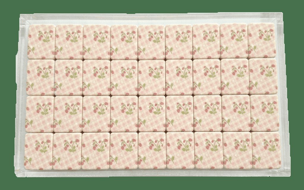 Gingham Strawberry American Mahjong Set — Pink Picnic Tiles — pack shot 1 of 2