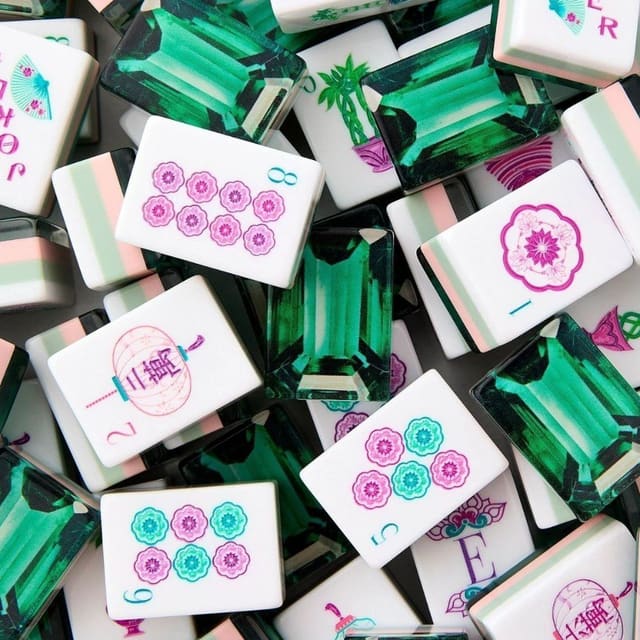 Green Crystal American Mahjong Set — American Mahjong tile set pack shot
