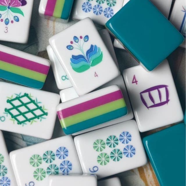 Lake-Blue Twin Dragons American Mahjong Set — American Mahjong tile set pack shot
