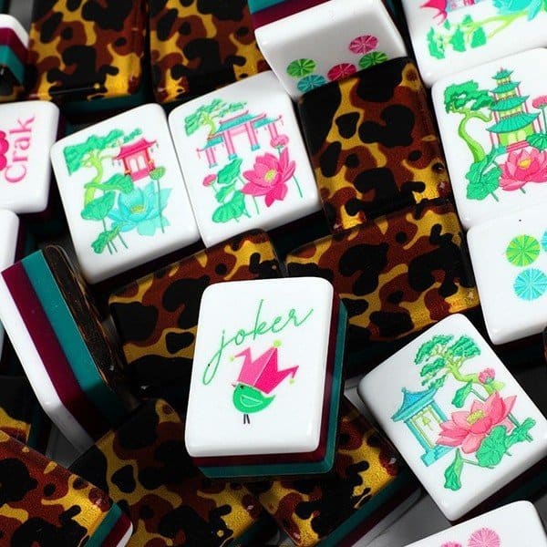 Leopard American Mahjong Set — American Mahjong tile set pack shot