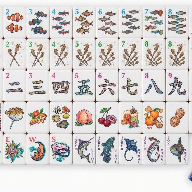 Marine Fish Joker American Mahjong Set — Ocean Critter Honors — American Mahjong tile set pack shot