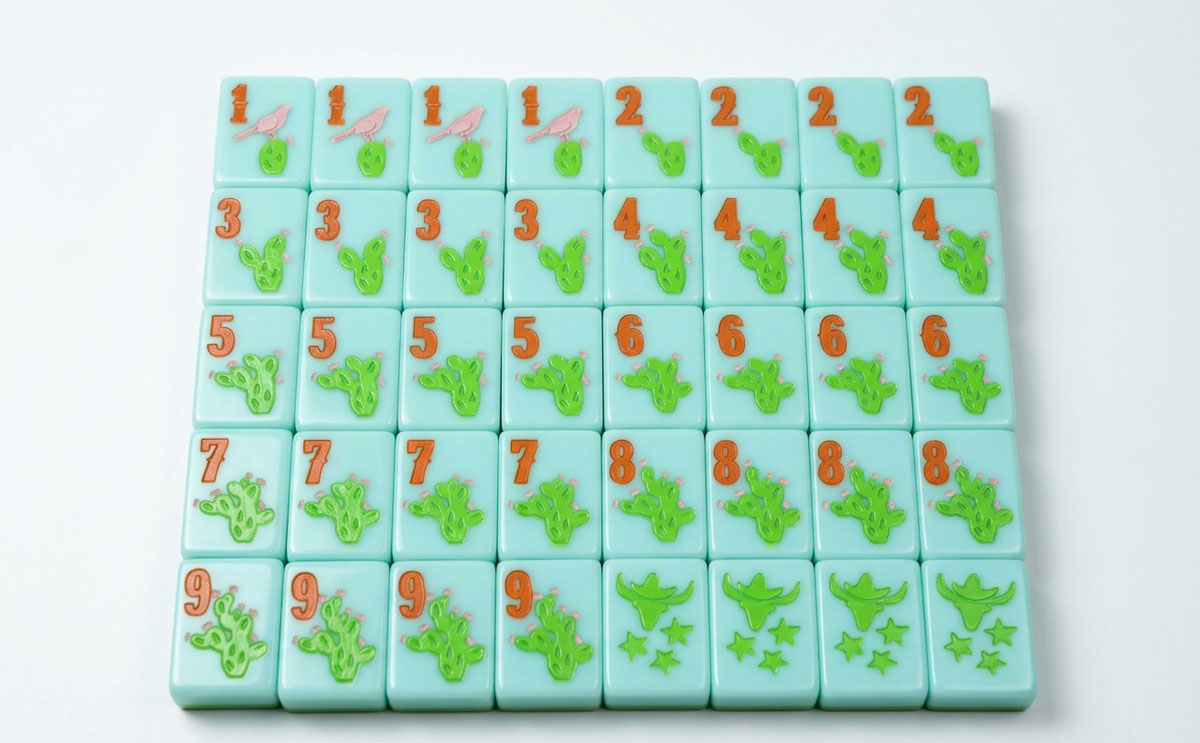 Mint Desert Western Cactus American Mahjong Set — Cowboy Hat Accents — pack shot 1 of 3