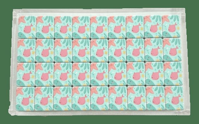 Mint Fish Ocean Back American Mahjong Set — Coastal Bubble Tile Backs — American Mahjong tile set pack shot