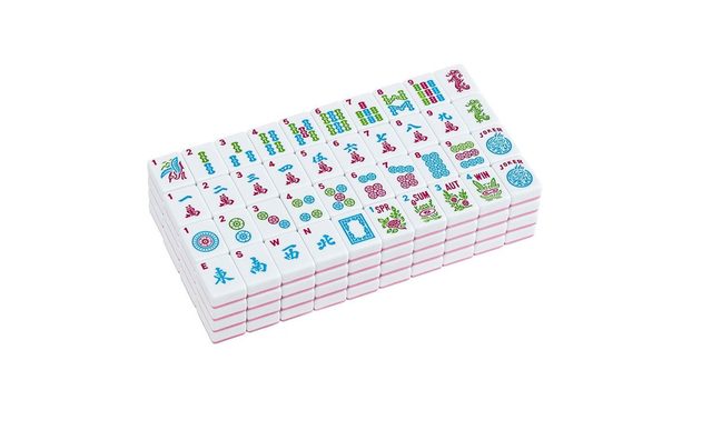 Modern Pink Edge American Mahjong Set — Bright Index Acrylic Tiles — American Mahjong tile set pack shot