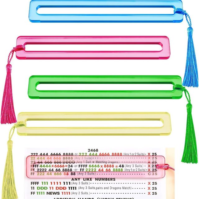 Multicolor Acrylic NMJL Line Finder — American Mahjong Card Readers (4-Pack) — American Mahjong accessory pack shot