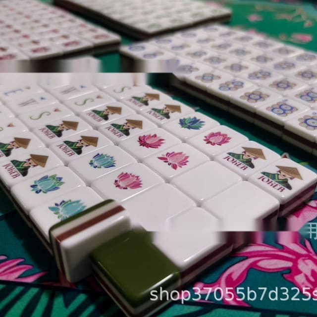 Olive Green Acrylic American Mahjong Set — American Mahjong tile set pack shot