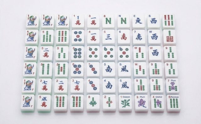 Pastel Mint Rose Jester American Mahjong Set — Soft Back Acrylic Tiles — American Mahjong tile set pack shot