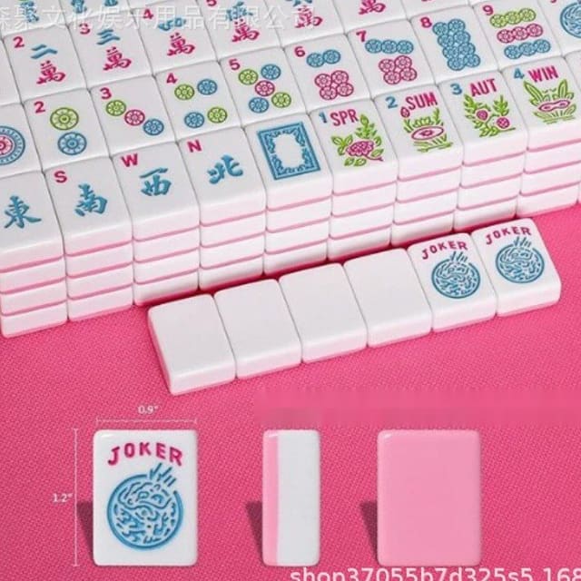 Pink Mini Two-Tone Acrylic American Mahjong Set — American Mahjong tile set pack shot