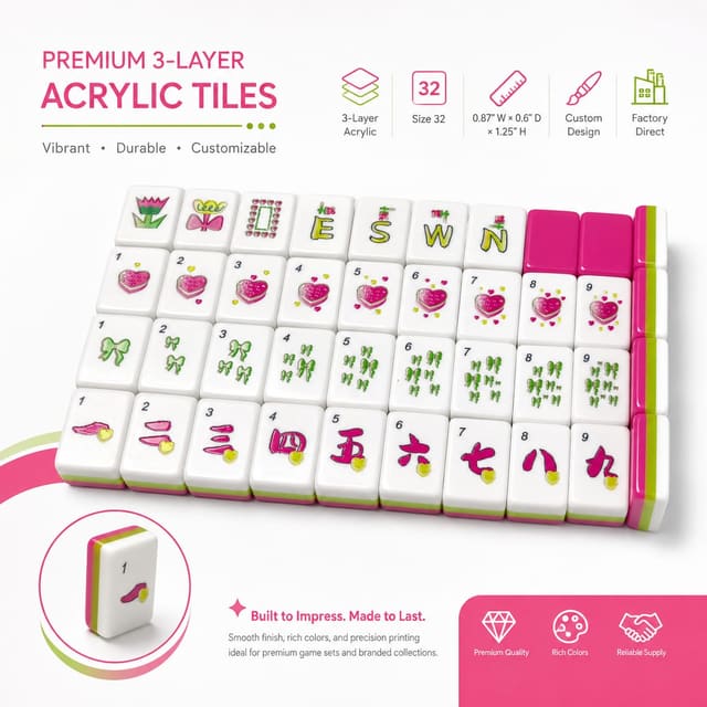 Pink Heart American Mahjong Set — Rose Magenta Tiles — Pink American Mahjong board cover