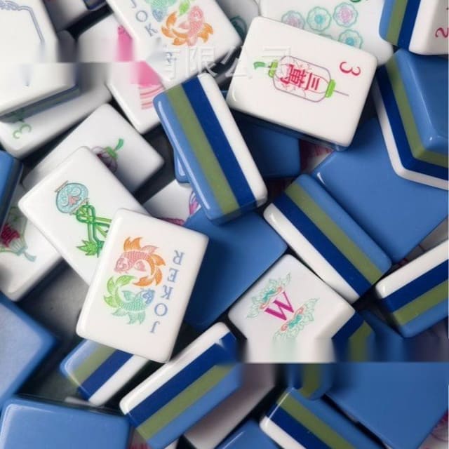Sky-Blue Twin Fish American Mahjong Set — American Mahjong tile set pack shot