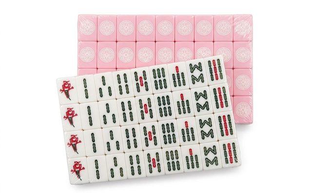 Soft Pink Longevity American Mahjong Set — Pastel Pink Tiles — American Mahjong tile set pack shot