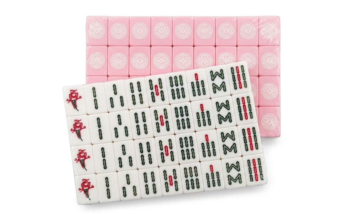 Soft Pink Longevity American Mahjong Set — Pastel Pink Tiles — pack shot 1 of 3