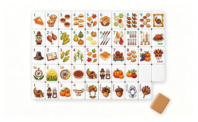 Thanksgiving Feast Turkey American Mahjong Set — Harvest Acrylic Tiles — American Mahjong tile set pack shot