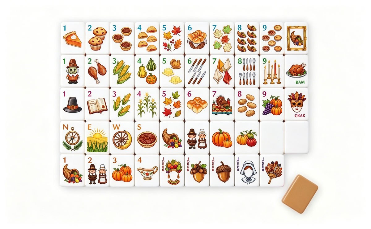 Thanksgiving Feast Turkey American Mahjong Set — Harvest Acrylic Tiles — pack shot 1 of 4