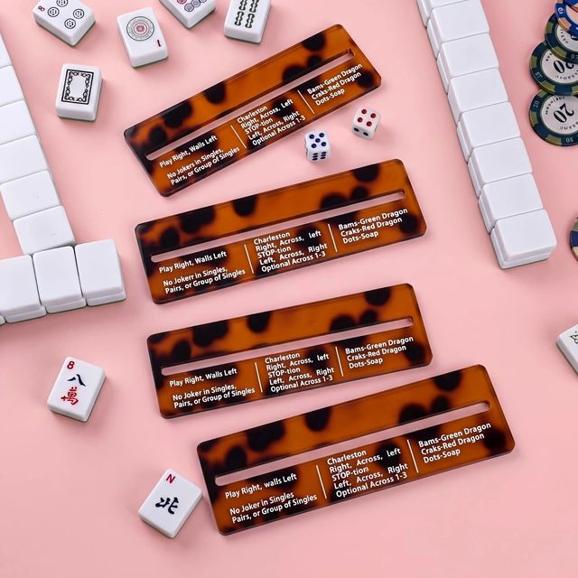 Tortoiseshell Acrylic American Mahjong Card Holders (4-Pack) — American Mahjong accessory pack shot