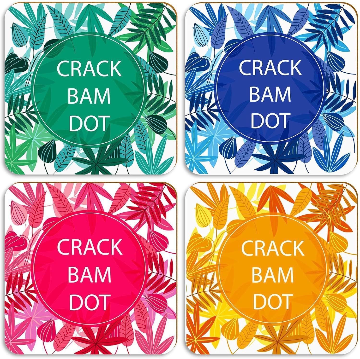 Mahjong Suit Coaster Cards (4) — Tropical Crack Bam Dot Print — American Mahjong accessory pack shot
