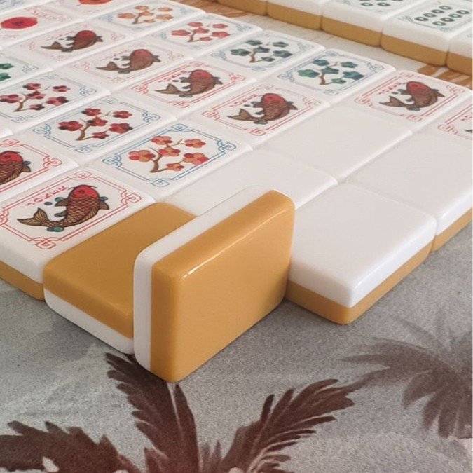 Turmeric/Yellow Crane American Mahjong Set — American Mahjong tile set pack shot