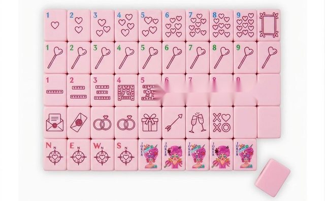 Valentine Heart Pink American Mahjong Set — Love Motif Acrylic Tiles — American Mahjong tile set pack shot