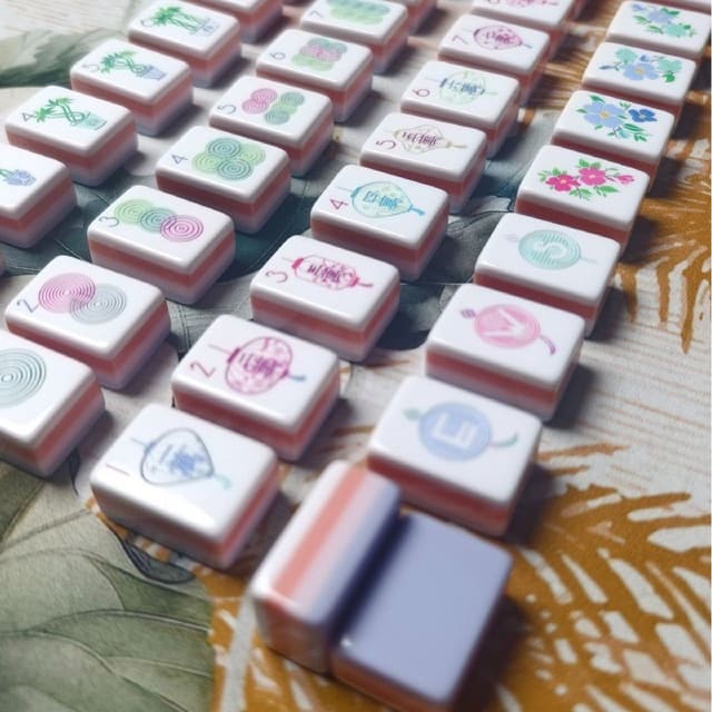 Violet Umbrella Monkey American Mahjong Set — American Mahjong tile set pack shot