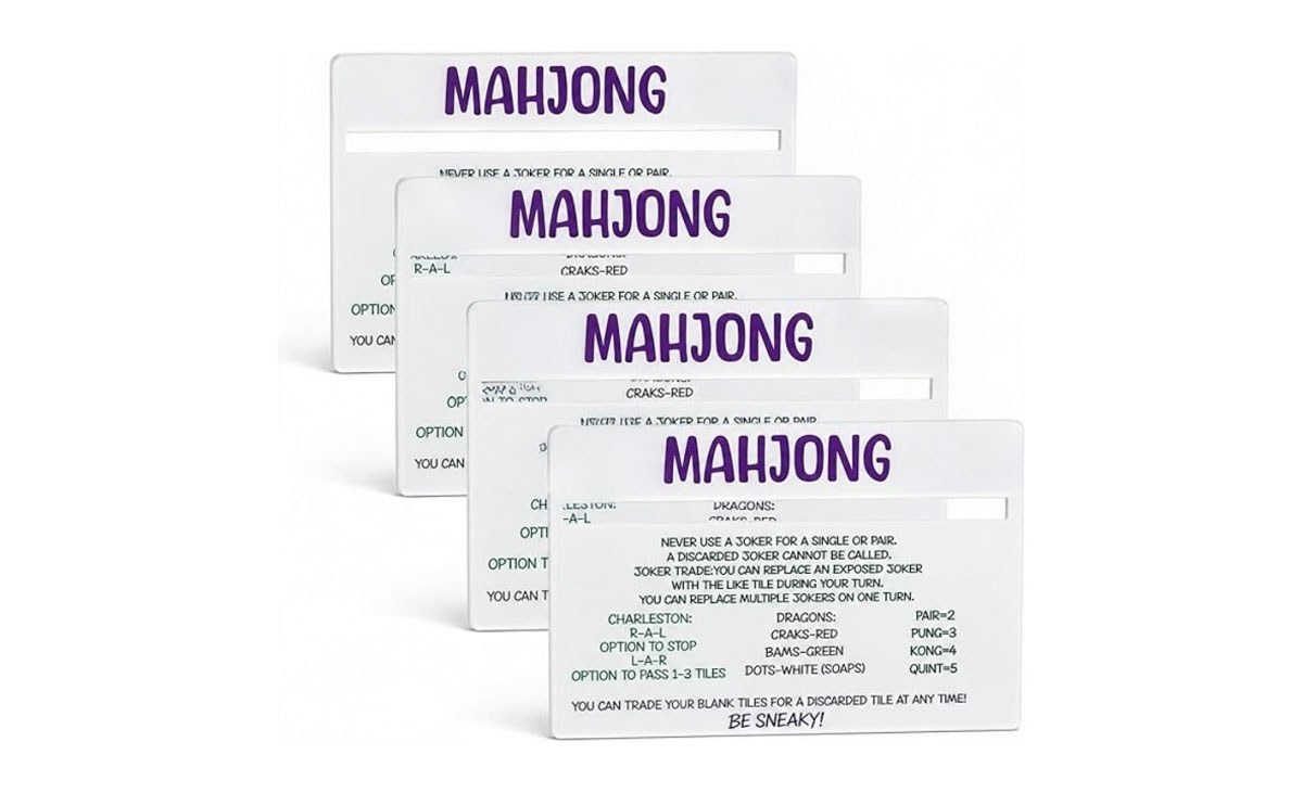 White Acrylic American Mahjong Rule Card Holders (4-Pack) — pack shot 1 of 3